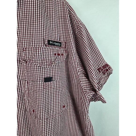 Florida State University FSU Columbia Mens Shirt Size XL Plaid Short Sleeve Top - Picture 3 of 11